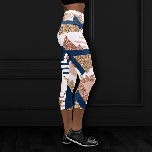 80er Trendy Abstrakt | Gold-Muster für Marine und Capri Leggings