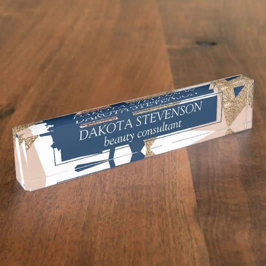 80er Trendy Abstrakt | Gold-Muster für Marine und Namensplakette (Seite)