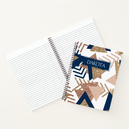 80er Trendy Abstrakt | Gold-Muster für Marine und Notizblock (Innenseite)
