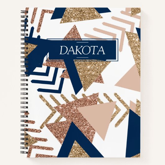 80er Trendy Abstrakt | Gold-Muster für Marine und Notizblock (Vorderseite)