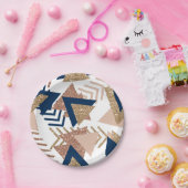 80er Trendy Abstrakt | Gold-Muster für Marine und Pappteller (Party)