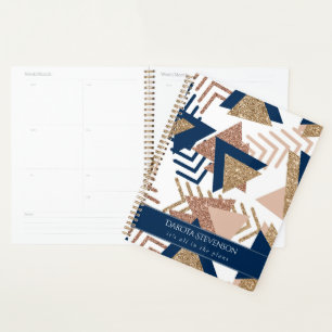 80er Trendy Abstrakt   Marine und Rose Gold Custom Planer