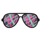 80er Trippy Eyes Lila Pink Aquamarin Lines Psyched Sonnenbrille (Vorderseite)