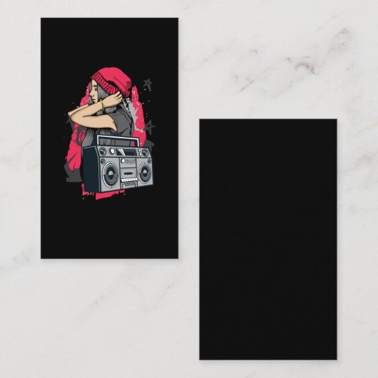 80er und 90er Hip Hop Music Girl Cassette Radio Visitenkarte (Vorne/Hinten)