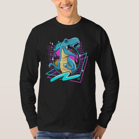 80er Vaporwave Ästhetik T Rex Dinosaur T-Shirt (Vorderseite)