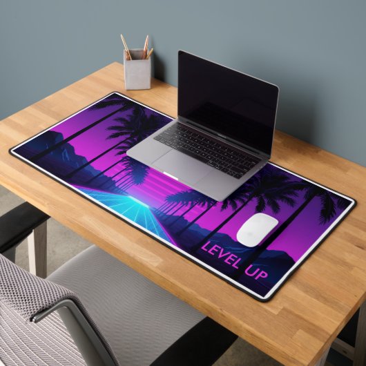80er Vaporwave Neon Grid Schreibtischunterlage mit (Büro 2)