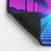 80er Vaporwave Neon Grid Schreibtischunterlage mit Mousepad (Ecke)