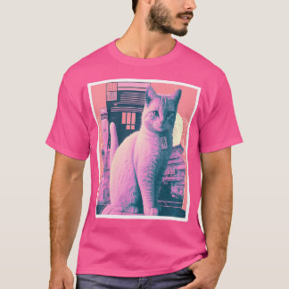 80er Vaporwave Psychedelic Punk House Cat Sitzen T-Shirt