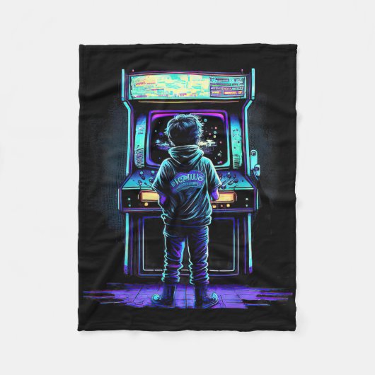 80er Video Game Vintag Retro Arcade 3 Fleecedecke (Vorderseite)