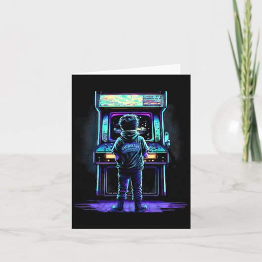 80er Video Game Vintag Retro Arcade 3 Karte (Vorderseite)