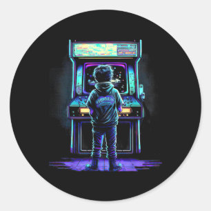 80er Videospiel Vintage Retro Arcade 3 Runder Aufkleber
