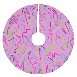 80er Vintag drucken in Rosa Polyester Weihnachtsbaumdecke