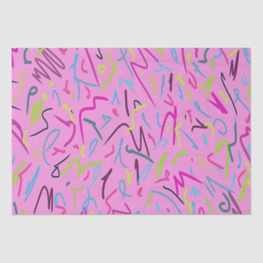 80er Vintag drucken in Rosa Seidenpapier (Vorderseite)