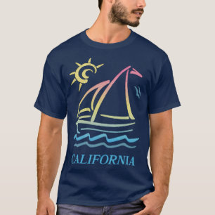80er Vintag Style California Ästhetische Sailboat T-Shirt