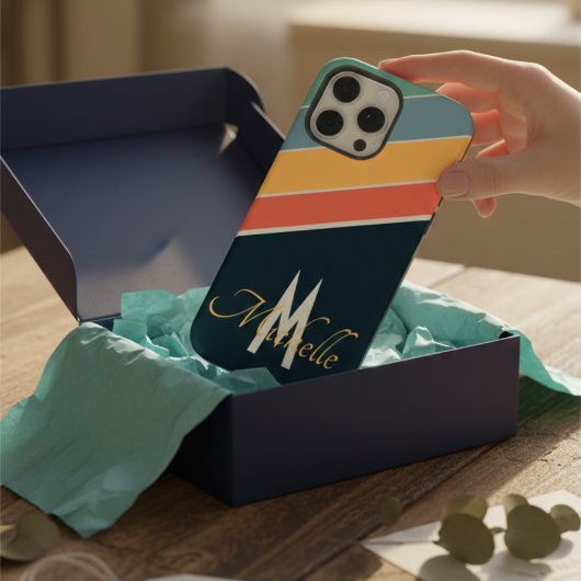 80er Vintage ästhetische Stripe stilvolle Monogram iPhone Hülle