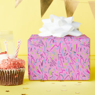 80er Vintage-Druck in Rosa Geschenkpapier