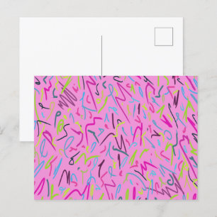 80er Vintage-Druck in Rosa Postkarte