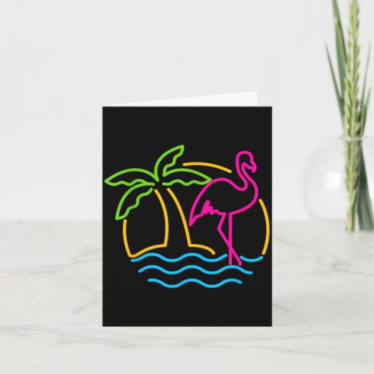 80er Vintage Miami Retro Neon Nk Flamingo  Karte (Vorderseite)