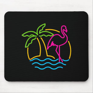 80er Vintage Miami Retro Neon Nk Flamingo  Mousepad