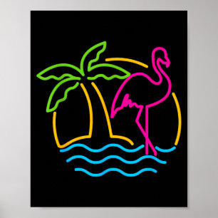80er Vintage Miami Retro Neon Nk Flamingo Poster