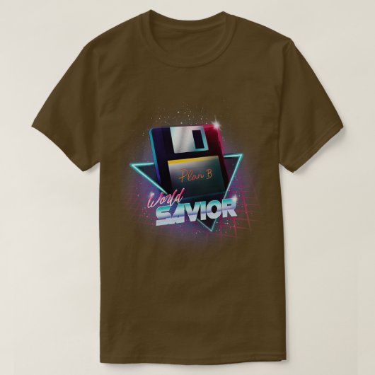 80er World Savior Retro Wave Floppy Disk Computer  T-Shirt (Design vorne)
