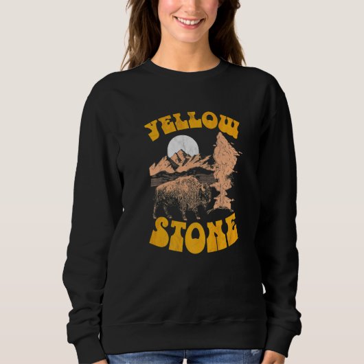 80er Yellowstone Park Retro Geyser Bison gestört Sweatshirt (Vorderseite)