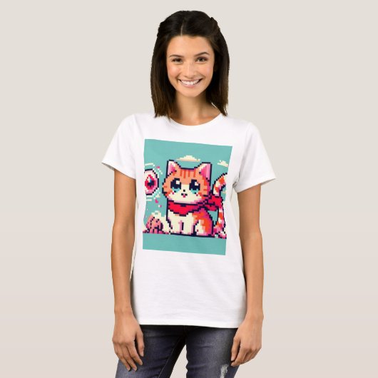 80's 8bit cat T-Shirt (Vorne ganz)