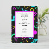 80s 90s Neon Retro Pattern Wedding Invitation Einladung (Stehend Vorderseite)