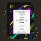 80s 90s Neon Retro Pattern Wedding Invitation Einladung