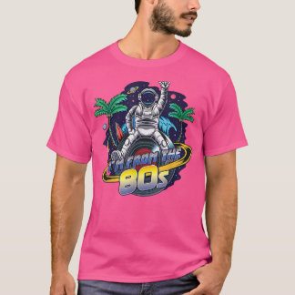 80s Astronaut Space Planets Retro Vintage Palm Tre T-Shirt