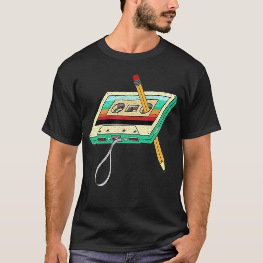 80s Cassetteape Pencil 1980s Retro Vintagehrowback T-Shirt (Vorderseite)