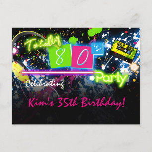80's Club Geburtstagsparty Einladung Postkarte