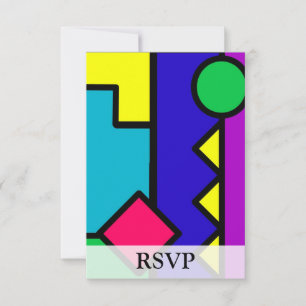 80s Color Block RSVP Karte