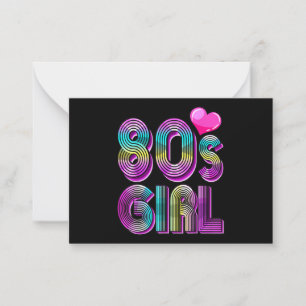 80's Girl Birthday Party Costume Retro Vintage Mitteilungskarte
