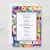 80s Graphics Retro Pattern Wedding Invitation Einladung (Vorderseite)