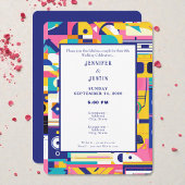 80s Graphics Retro Pattern Wedding Invitation Einladung