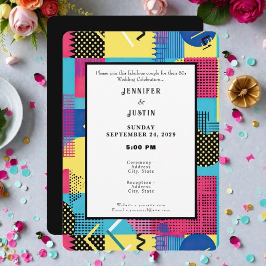 80s Graphics Retro Pattern Wedding Invitation Einladung