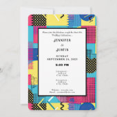 80s Graphics Retro Pattern Wedding Invitation Einladung (Vorderseite)