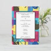 80s Graphics Retro Pattern Wedding Invitation Einladung (Stehend Vorderseite)