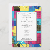 80s Graphics Retro Pattern Wedding Invitation Einladung (Vorderseite)