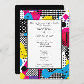 80s Graphics Retro Pattern Wedding Invitation Einladung (Vorne/Hinten)
