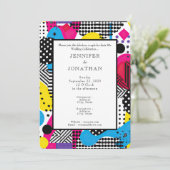 80s Graphics Retro Pattern Wedding Invitation Einladung (Stehend Vorderseite)