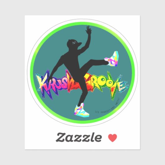 80s hip hop dancer KrushGroove neon round sticker (Blatt)