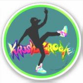 80s hip hop dancer KrushGroove neon round sticker (Vorderseite)