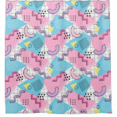 80's Memphis Active Pink Light Blue Duschvorhang (Vorderseite)