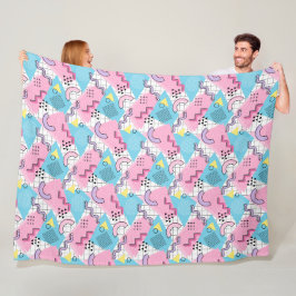 80's Memphis Active Pink Light Blue Fleecedecke