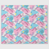 80's Memphis Active Pink Light Blue Geschenkpapier (Flach)