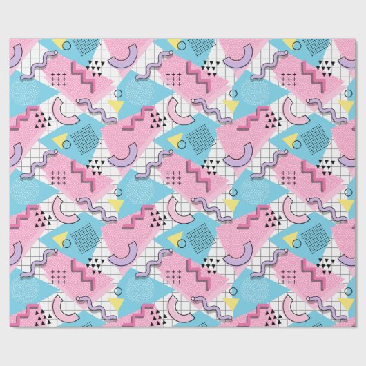 80's Memphis Active Pink Light Blue Geschenkpapier (Flach)