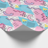 80's Memphis Active Pink Light Blue Geschenkpapier (Ecke)