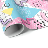 80's Memphis Active Pink Light Blue Geschenkpapier (Rolleneckpunkt)